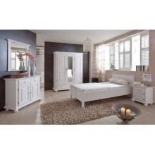 Set mobila dormitor Seby 3-160-2, lemn masiv, alb, clasic
