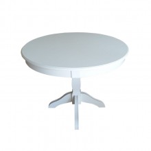 Masa Select rotunda cu picior central, lemn masiv fag + MDF furniruit, alb, 100x78 cm