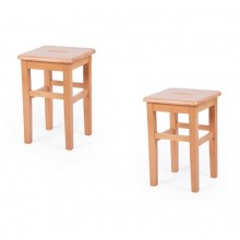 Set 2 scaune tip taburete cu sezut masiv, lemn de fag, finisaj natur lacuit