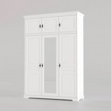Dulap lemn masiv Cleopatra, suprainaltat, 3 + 3 usi, 174,5x240x58 cm, alb