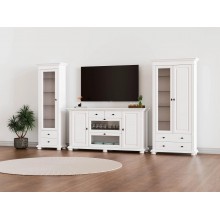 Set mobila living Mona 12, lemn masiv, alb, clasic