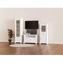 Set mobila living Mona 5, lemn masiv, alb, clasic