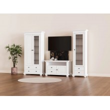 Set mobila living Mona 2, lemn masiv, alb, clasic