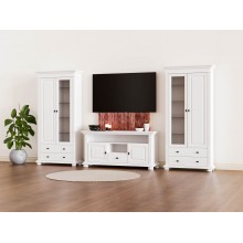 Set mobila living Mona 10, lemn masiv, alb, clasic