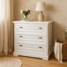 Comoda lemn masiv Cleopatra, 3 sertare, 100x45x90 cm