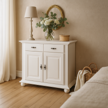 Comoda lemn masiv Seby, 2 usi + 1 sertar, 103x86,5x45 cm