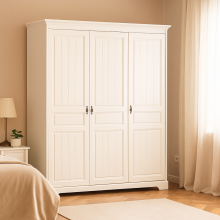 Dulap lemn masiv Cleopatra, alb, 3 usi, 174,5x198x58 cm