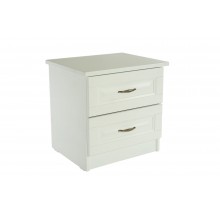 Noptiera Marius cu insertie lemn fag, alb, 54x55x45 cm