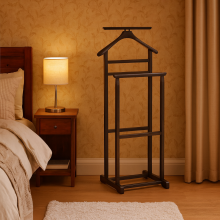 Portmantou din lemn masiv de fag, culoare wenge-maro