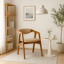 Scaun Nordic, lemn masiv fag, culoare nuc, lacuit, tapitat