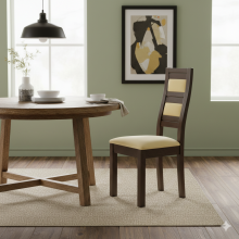 Scaun Ergo, lemn masiv fag, culoare nuc, sezut si spatar tapitat