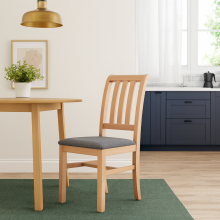 Scaun King, lemn masiv fag, sezut tapitat, spatar lamele