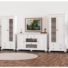 Set mobila living Mona 22, lemn masiv, alb, clasic